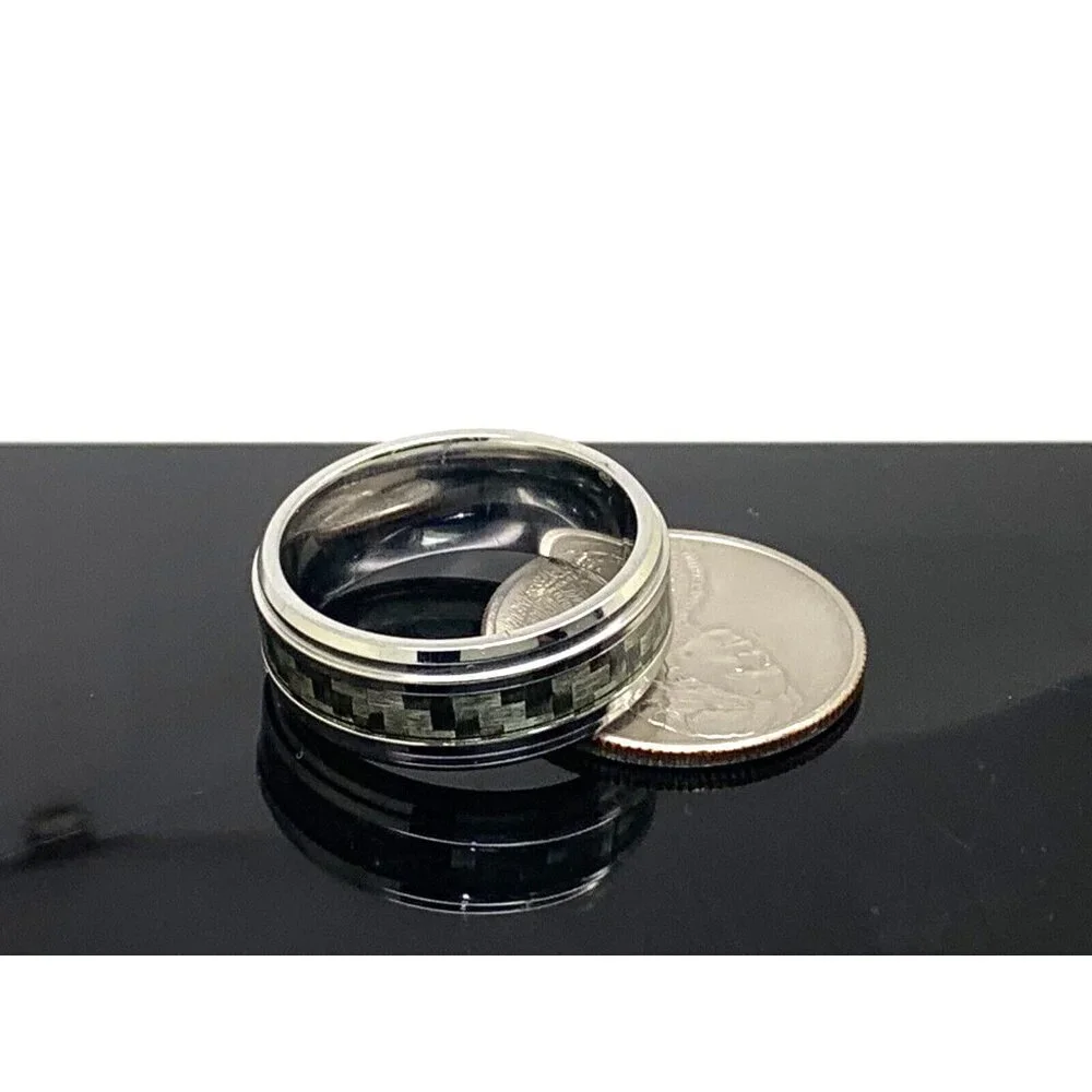 Men's Wedding Band Cobalt Chrome Benchmark Gray Silver 9mm Wide Ring Size 11